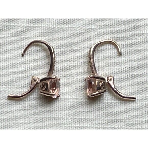 Bella Luce Style 925 Rose Vermeil Leverback Earrings Pink & White CZ TW 2.59 G - Picture 2 of 8